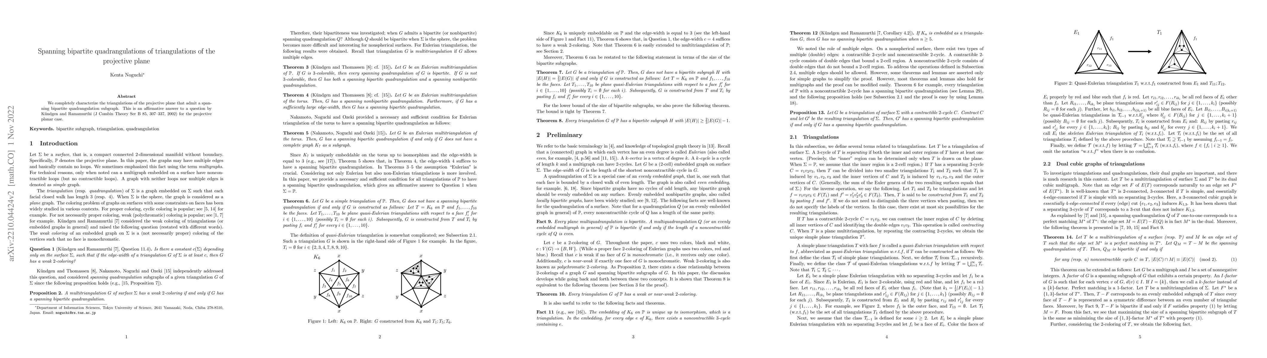 Thumbnail for Spanning bipartite quadrangulations of triangulations of the projective
  plane