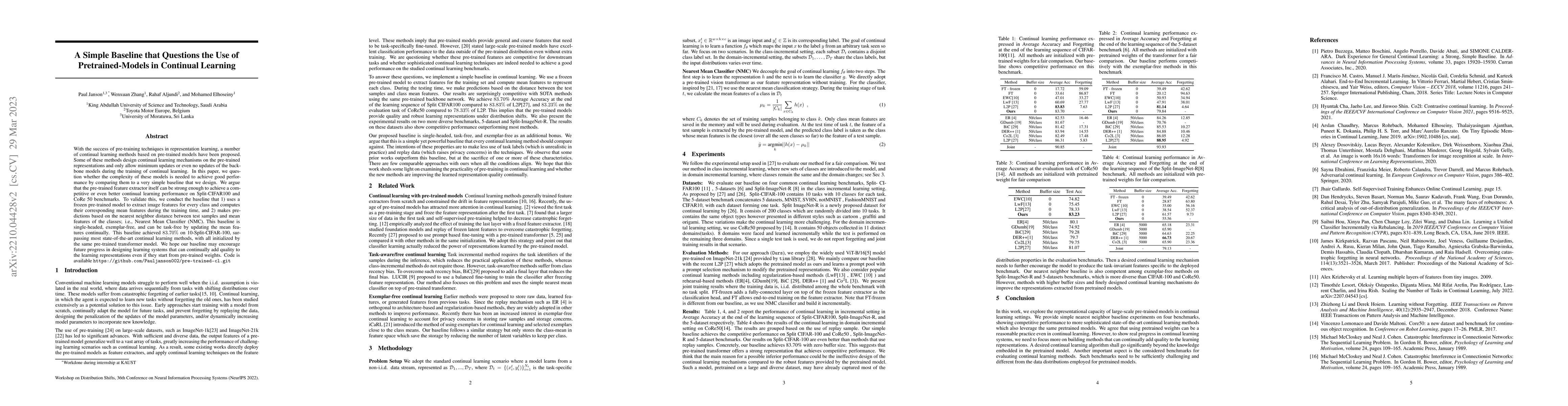 Thumbnail for A Simple Baseline that Questions the Use of Pretrained-Models in
  Continual Learning