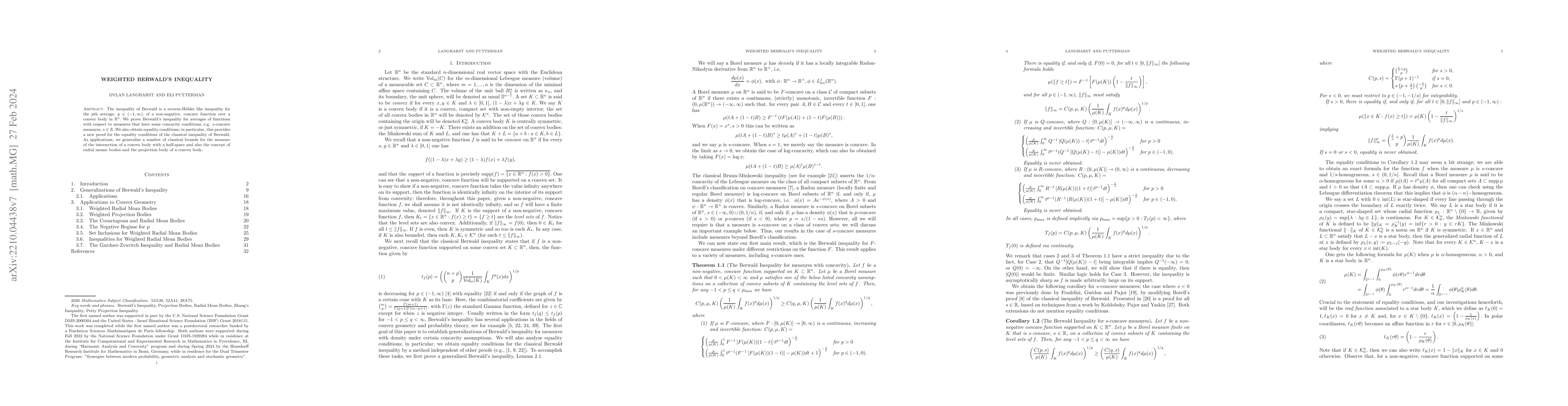 Thumbnail for Weighted Berwald's Inequality