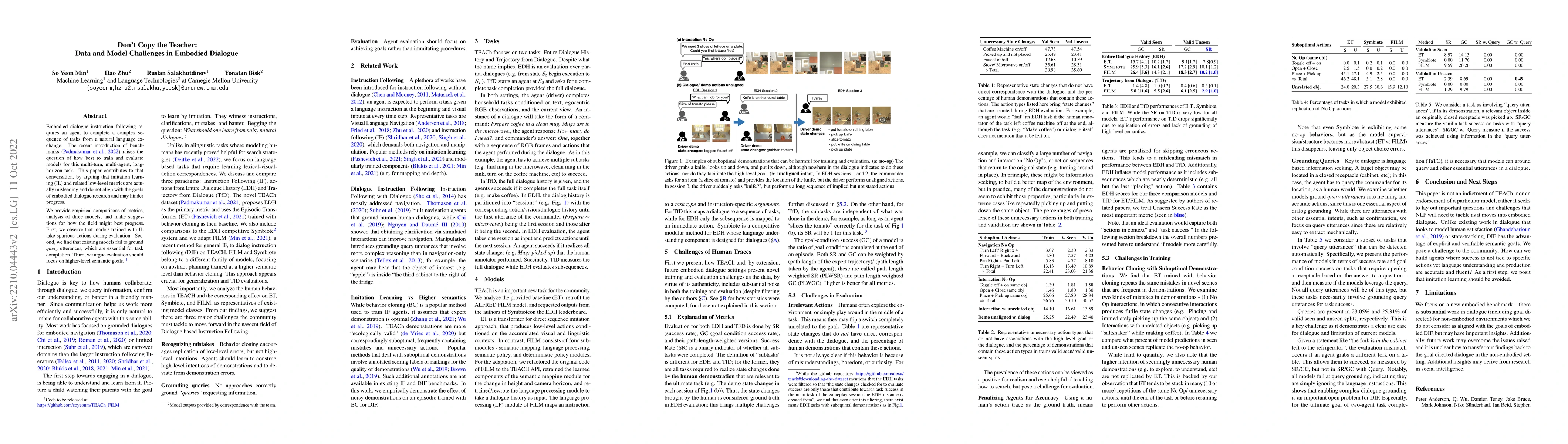 Thumbnail for Don't Copy the Teacher: Data and Model Challenges in Embodied Dialogue