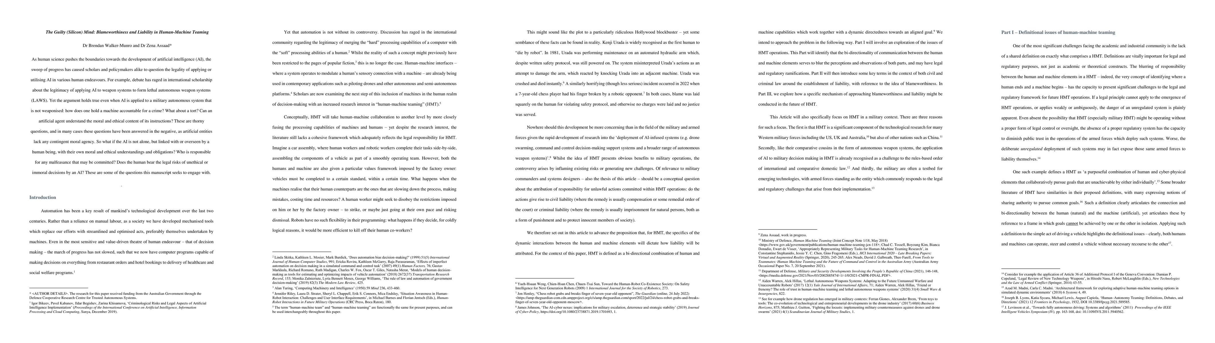 Thumbnail for The Guilty (Silicon) Mind: Blameworthiness and Liability in
  Human-Machine Teaming