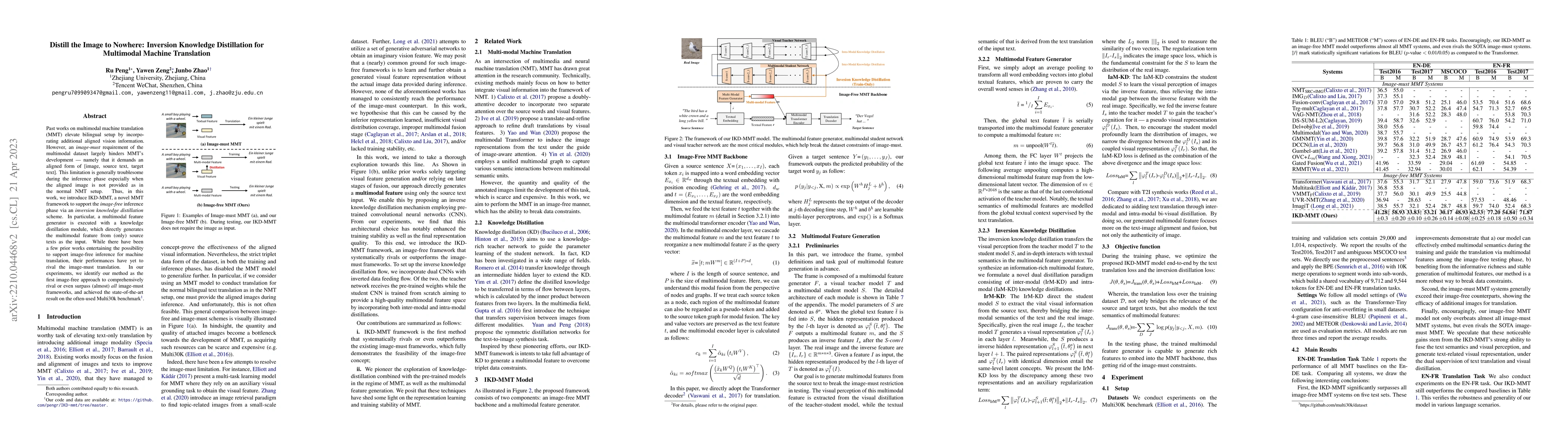 Thumbnail for Distill the Image to Nowhere: Inversion Knowledge Distillation for
  Multimodal Machine Translation