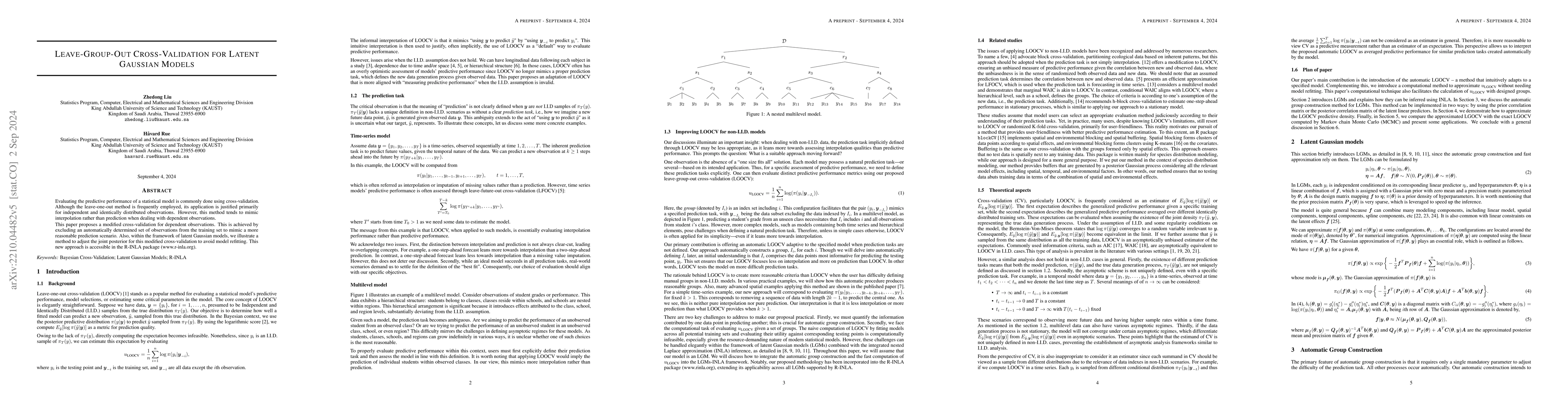 Thumbnail for Leave-group-out cross-validation for latent Gaussian models