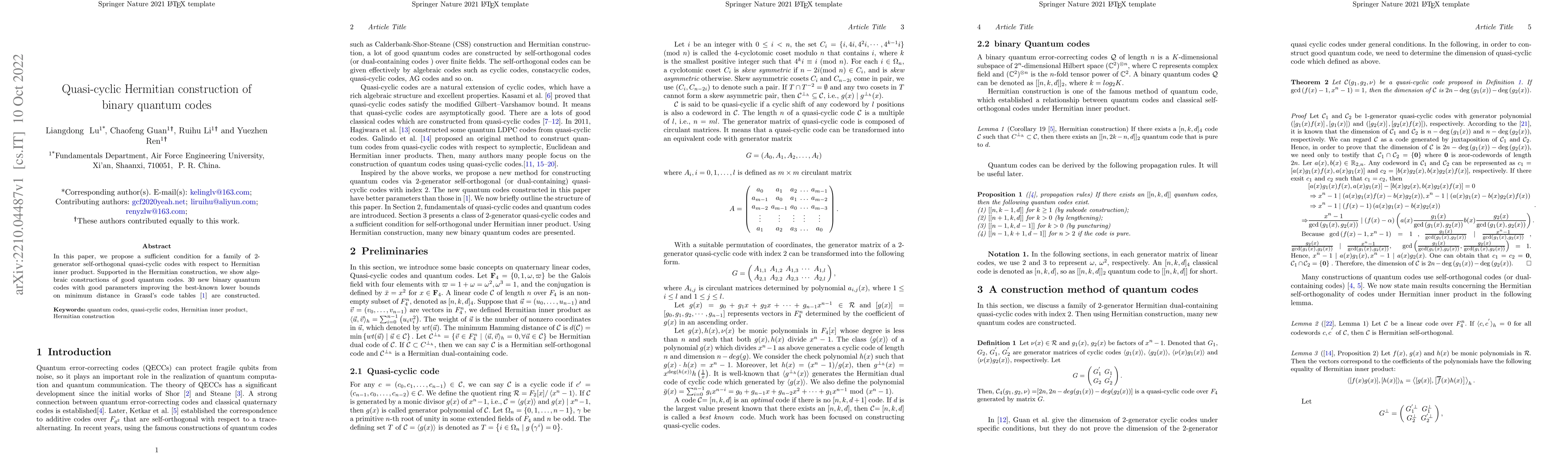 Thumbnail for Quasi-cyclic Hermitian construction of binary quantum codes