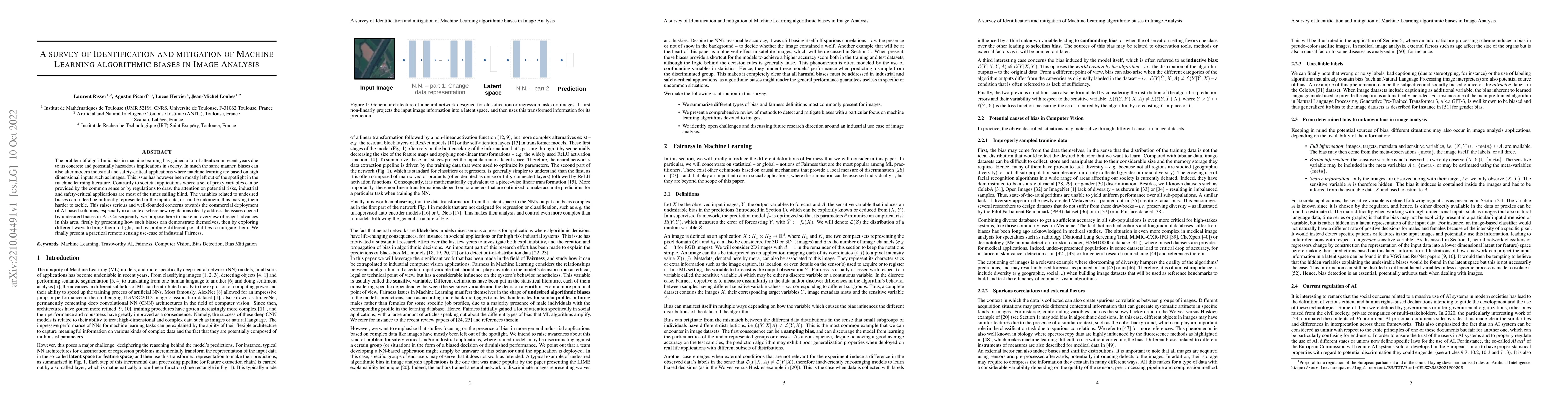 Thumbnail for A survey of Identification and mitigation of Machine Learning
  algorithmic biases in Image Analysis