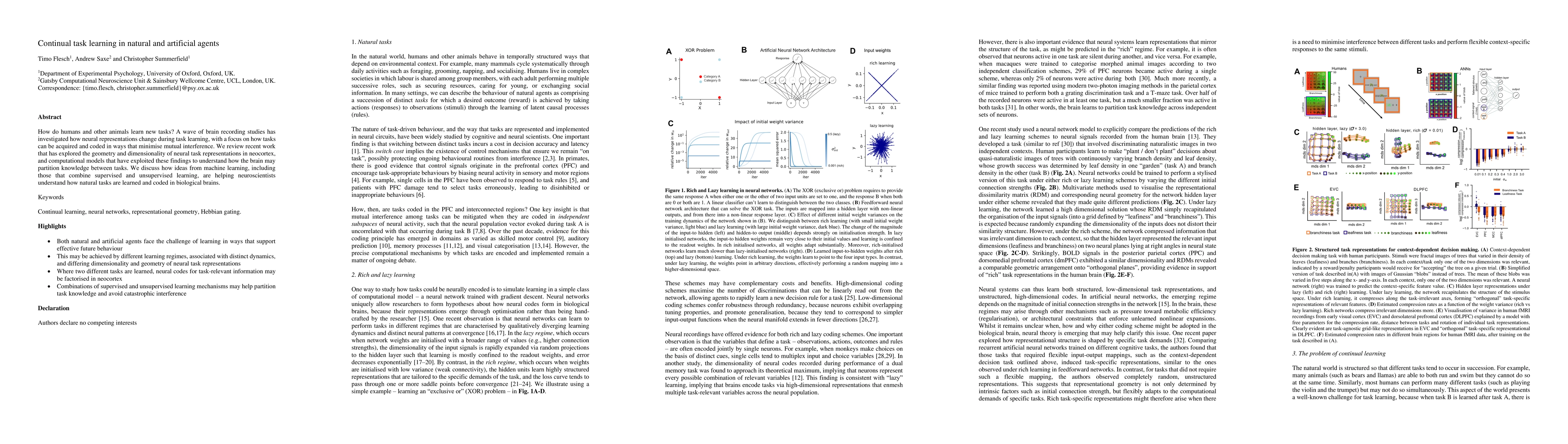 Thumbnail for Continual task learning in natural and artificial agents
