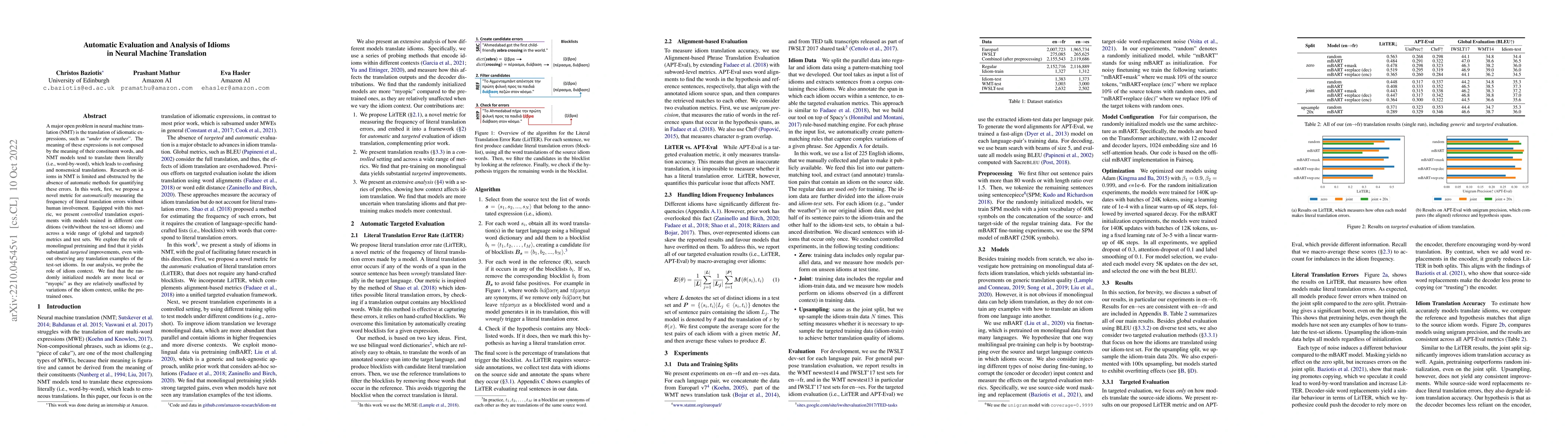 Thumbnail for Automatic Evaluation and Analysis of Idioms in Neural Machine
  Translation