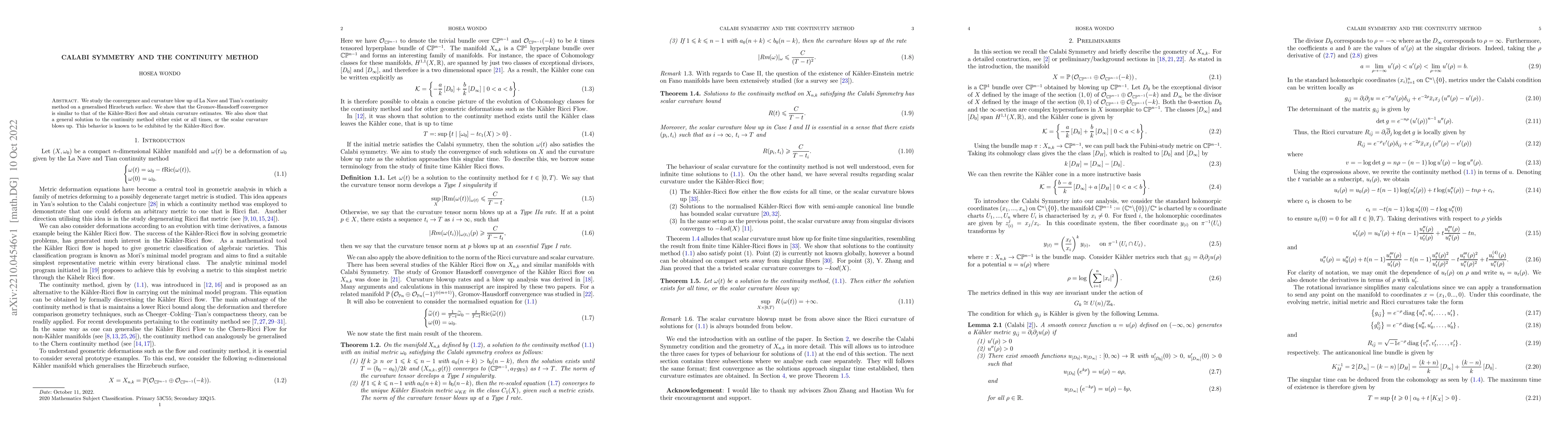 Thumbnail for Calabi Symmetry and the Continuity Method