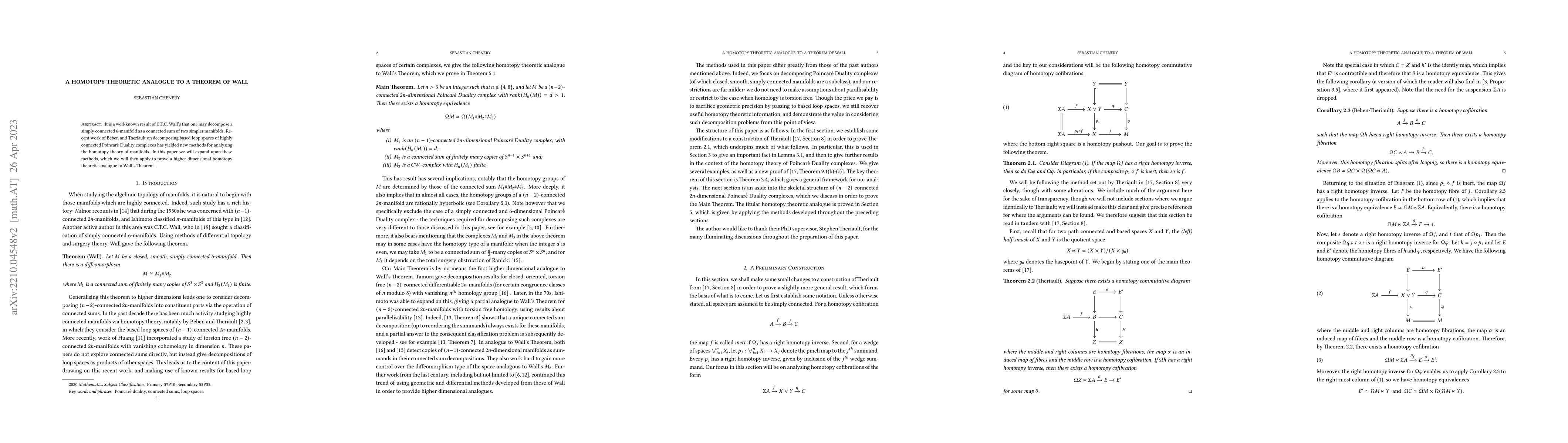 Thumbnail for A Homotopy Theoretic Analogue to a Theorem of Wall