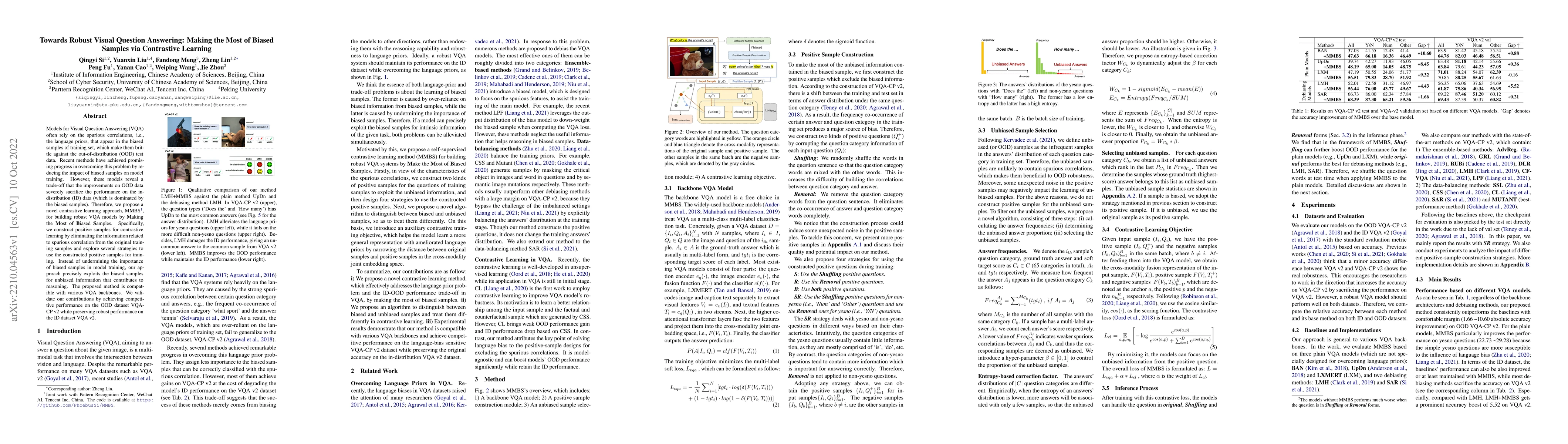 Thumbnail for Towards Robust Visual Question Answering: Making the Most of Biased
  Samples via Contrastive Learning