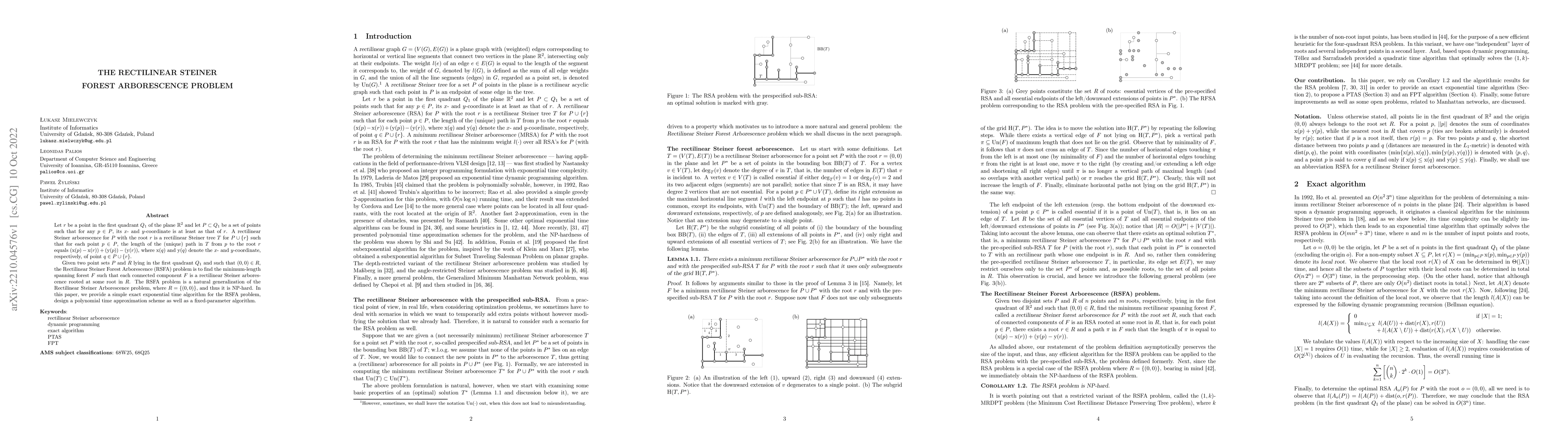 Thumbnail for The Rectilinear Steiner Forest Arborescence problem