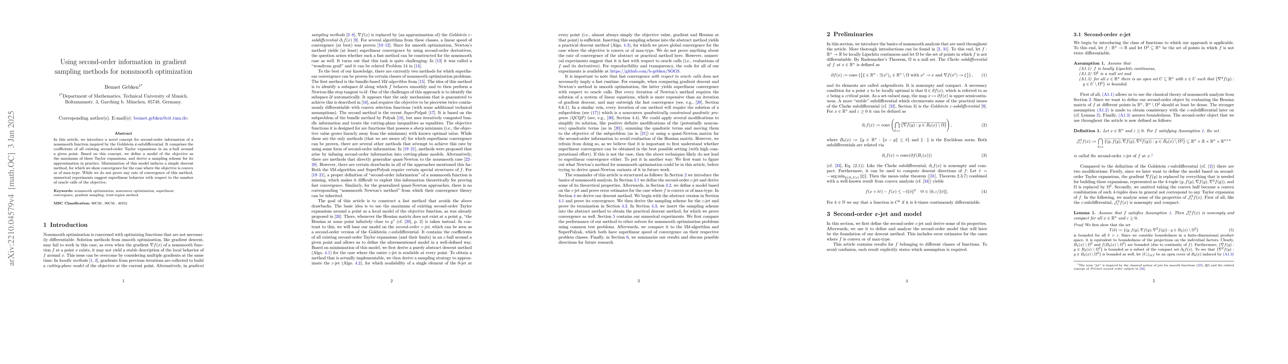 Thumbnail for Using second-order information in gradient sampling methods for
  nonsmooth optimization