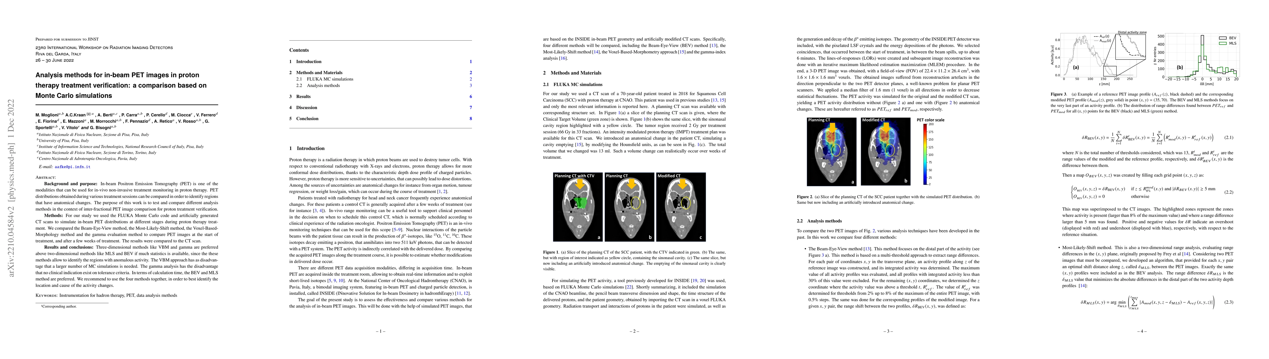 Thumbnail for Analysis methods for in-beam PET images in proton therapy treatment
  verification: a comparison based on Monte Carlo simulations