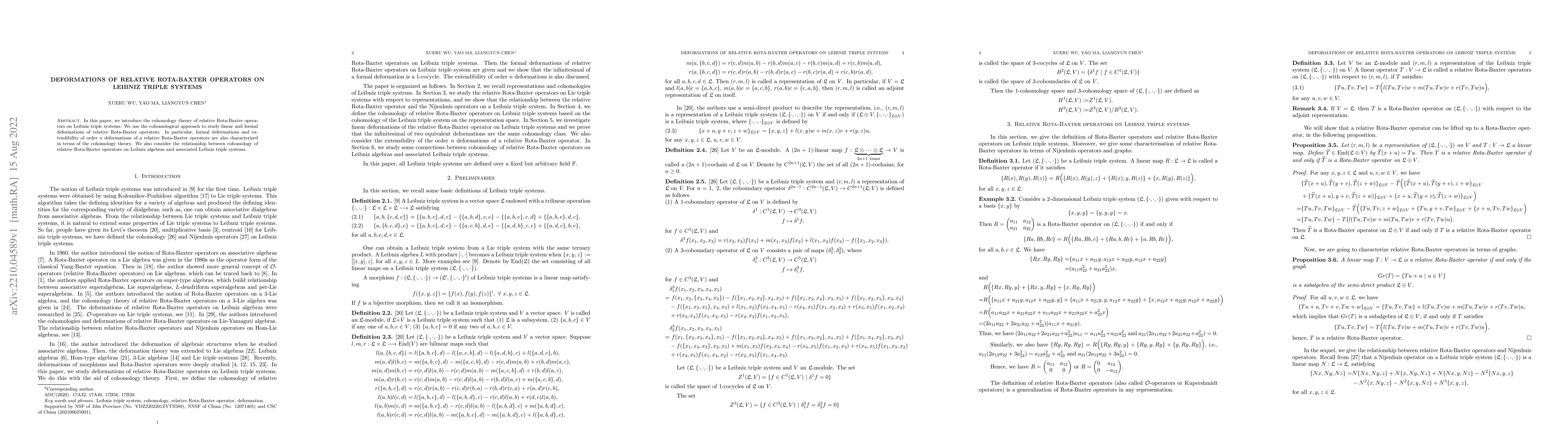 Thumbnail for Deformations of relative Rota-Baxter operators on Leibniz Triple Systems