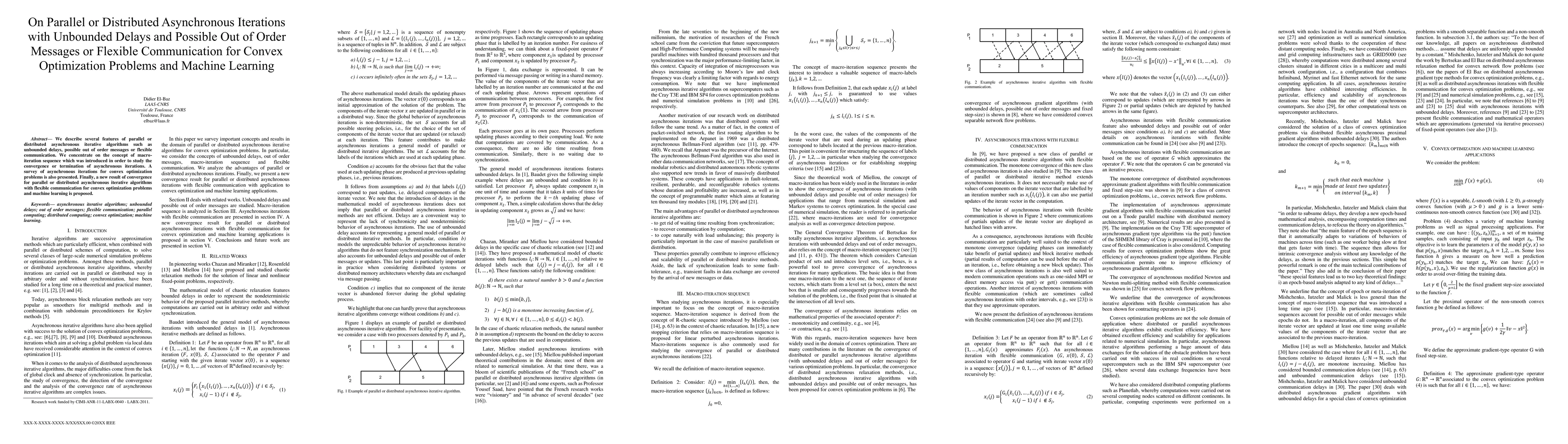 Thumbnail for On Parallel or Distributed Asynchronous Iterations with Unbounded Delays
  and Possible Out of Order Messages or Flexible Communication for Convex
  Optimization Problems and Machine Learning