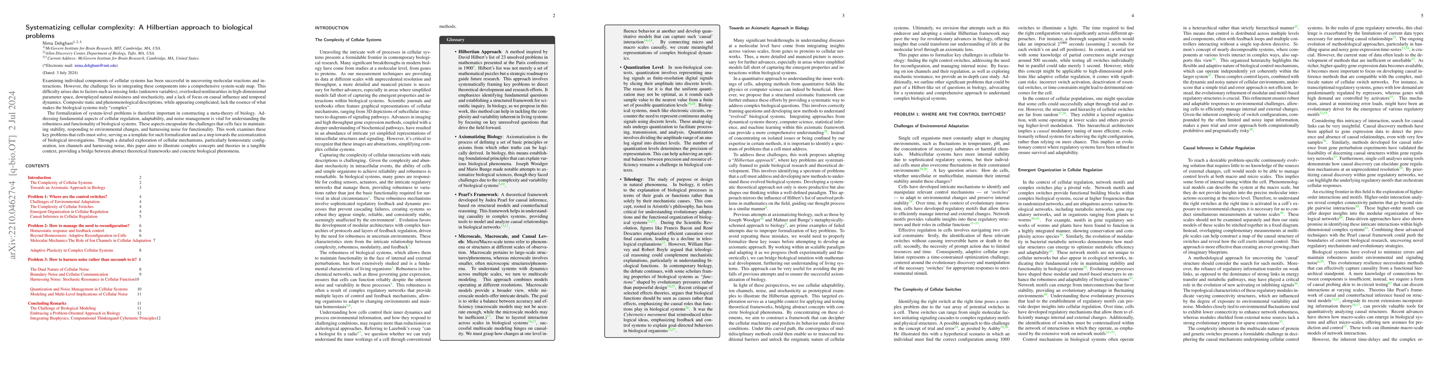 Thumbnail for Systematizing Cellular Complexity: A Hilbertian Approach To Biological
  Problems