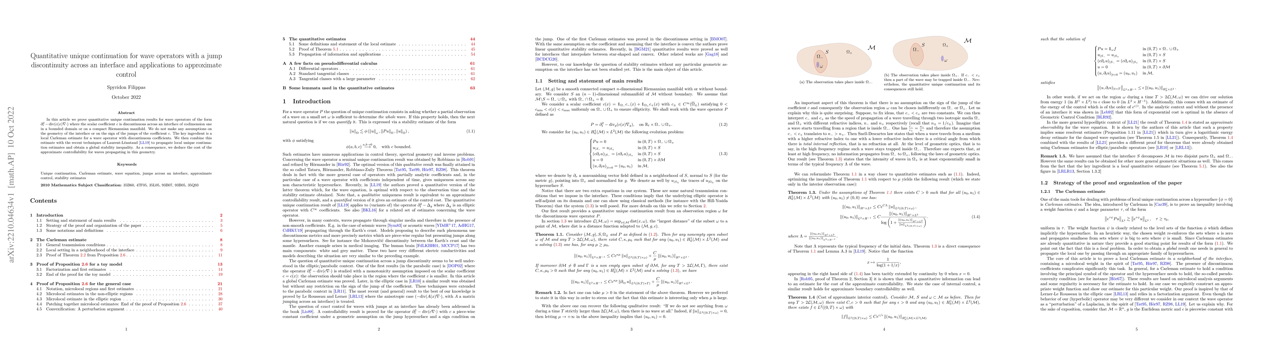Thumbnail for Quantitative unique continuation for wave operators with a jump
  discontinuity across an interface and applications to approximate control