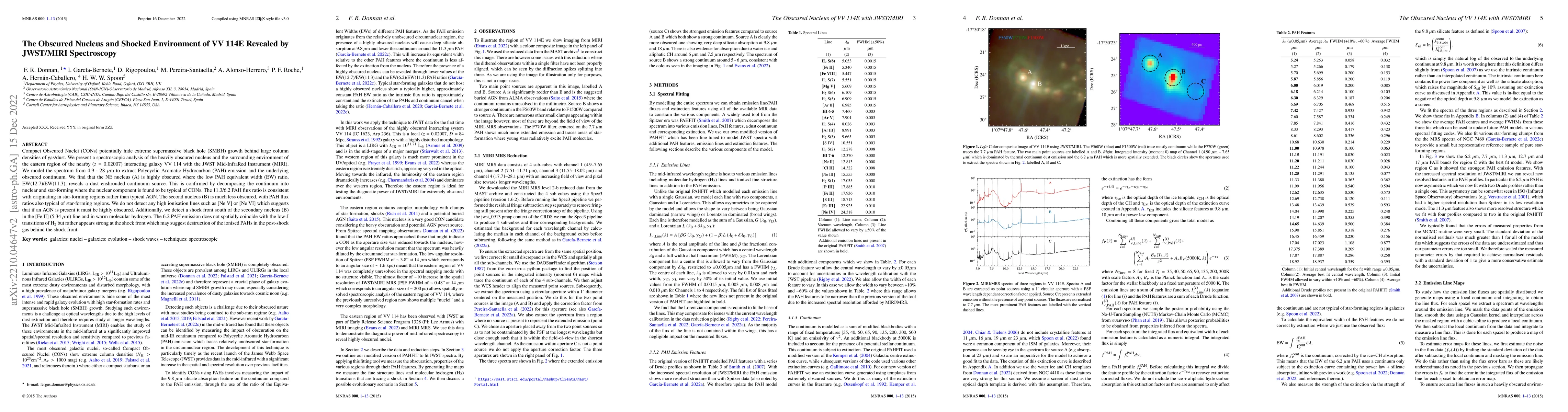 Thumbnail for The Obscured Nucleus and Shocked Environment of VV 114E Revealed by
  JWST/MIRI Spectroscopy
