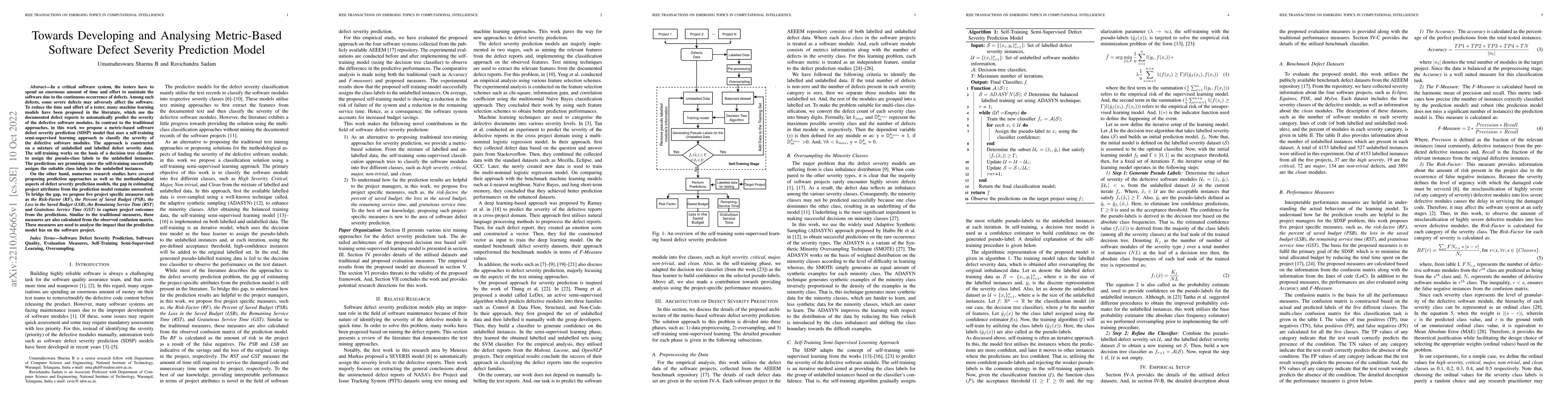 Thumbnail for Towards Developing and Analysing Metric-Based Software Defect Severity
  Prediction Model