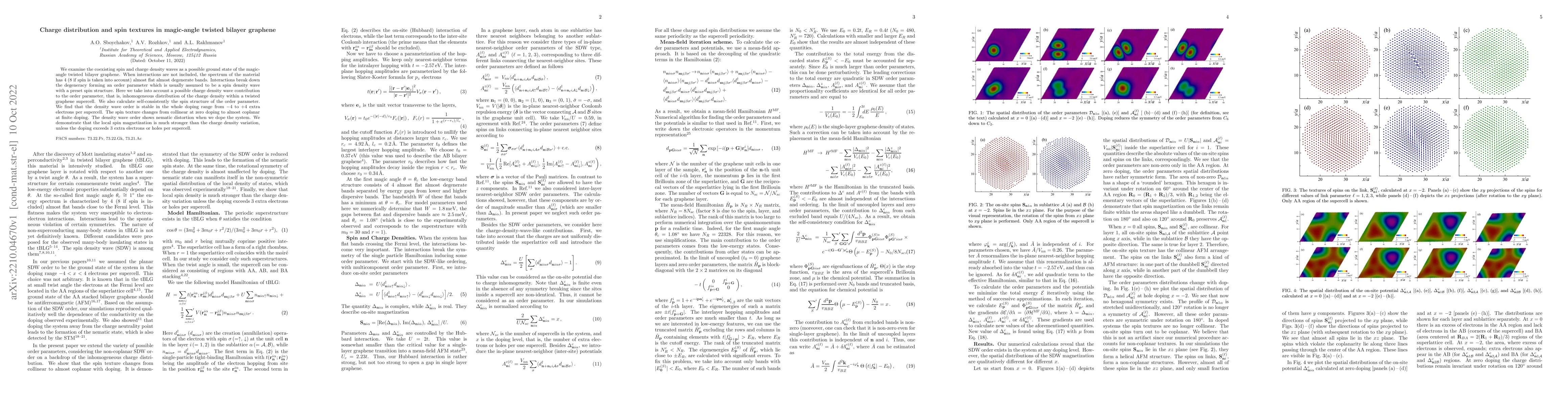 Thumbnail for Charge distribution and spin textures in magic-angle twisted bilayer
  graphene