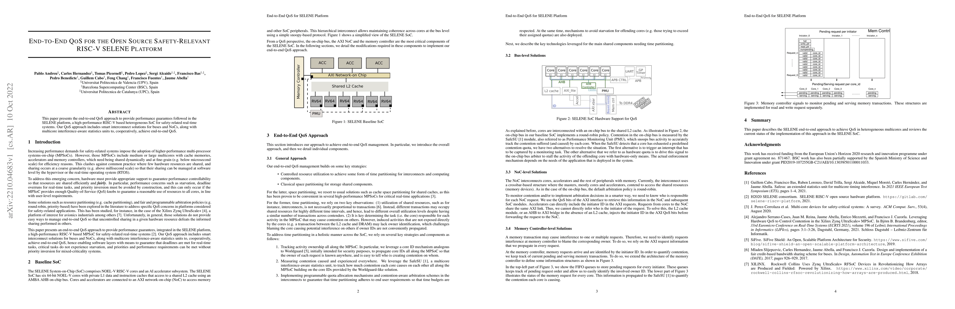 Thumbnail for End-to-End QoS for the Open Source Safety-Relevant RISC-V SELENE
  Platform