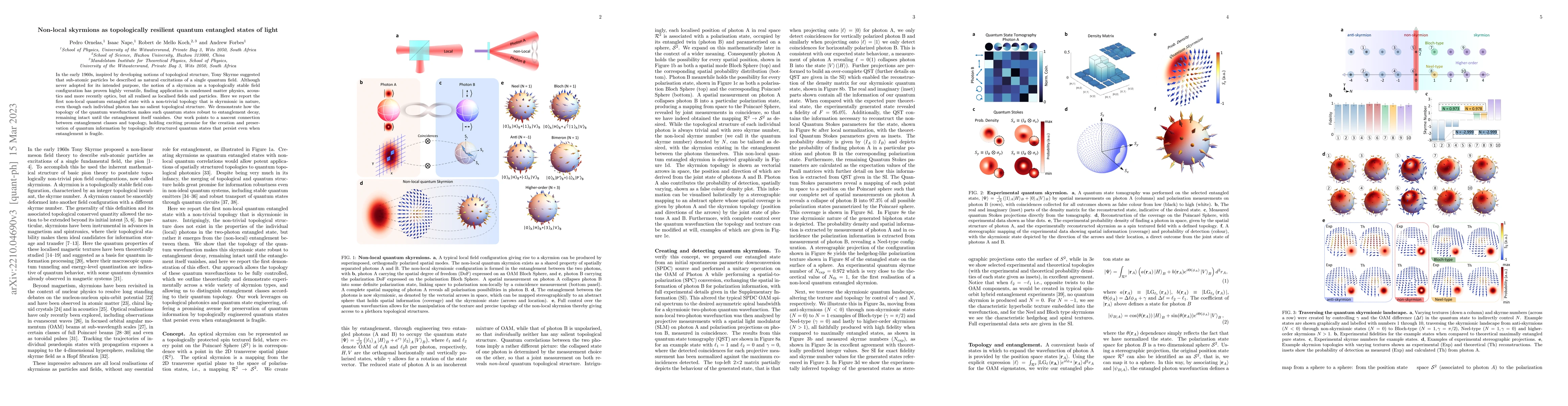 Thumbnail for Non-local Skyrmions as topologically resilient quantum entangled states
  of light