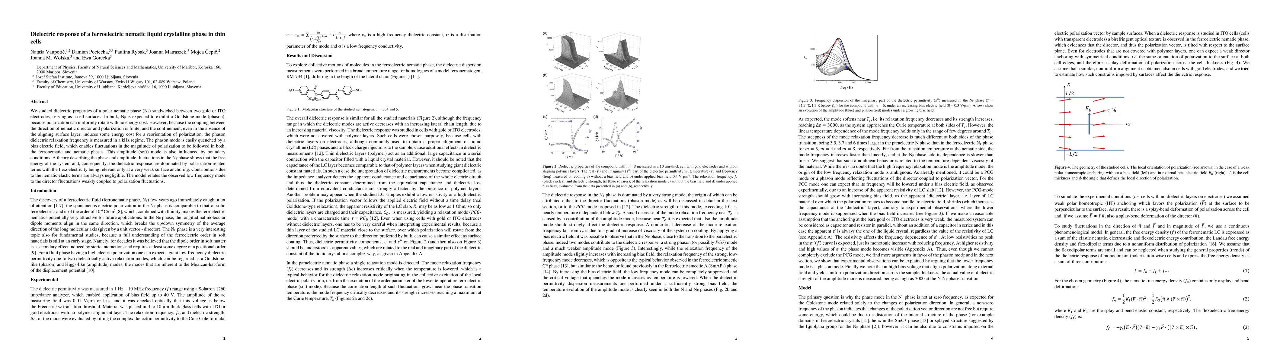 Thumbnail for Dielectric response of a ferroelectric nematic liquid crystalline phase
  in thin cells