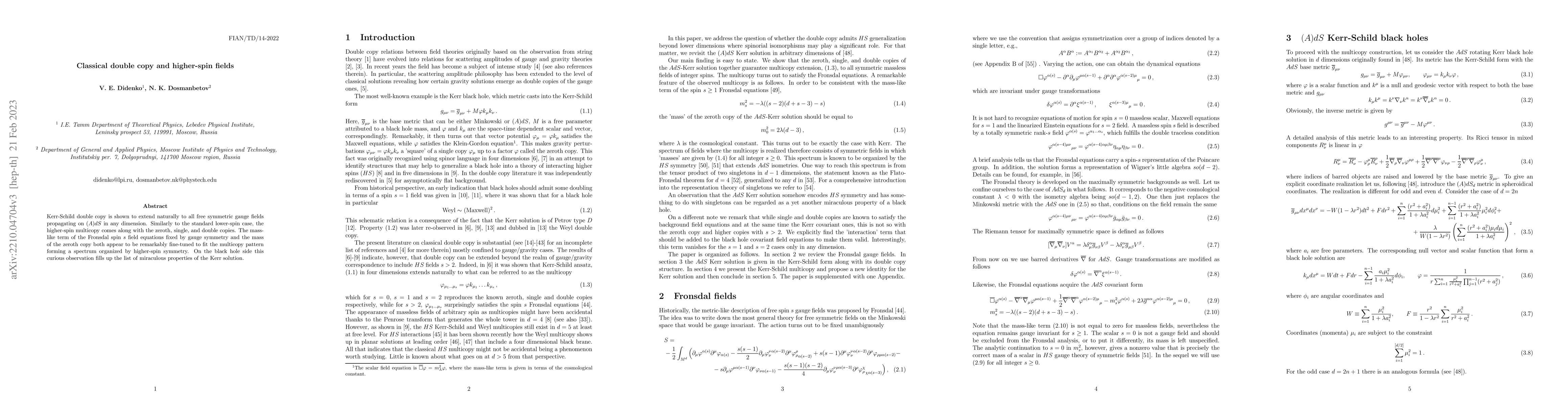 Thumbnail for Classical double copy and higher-spin fields