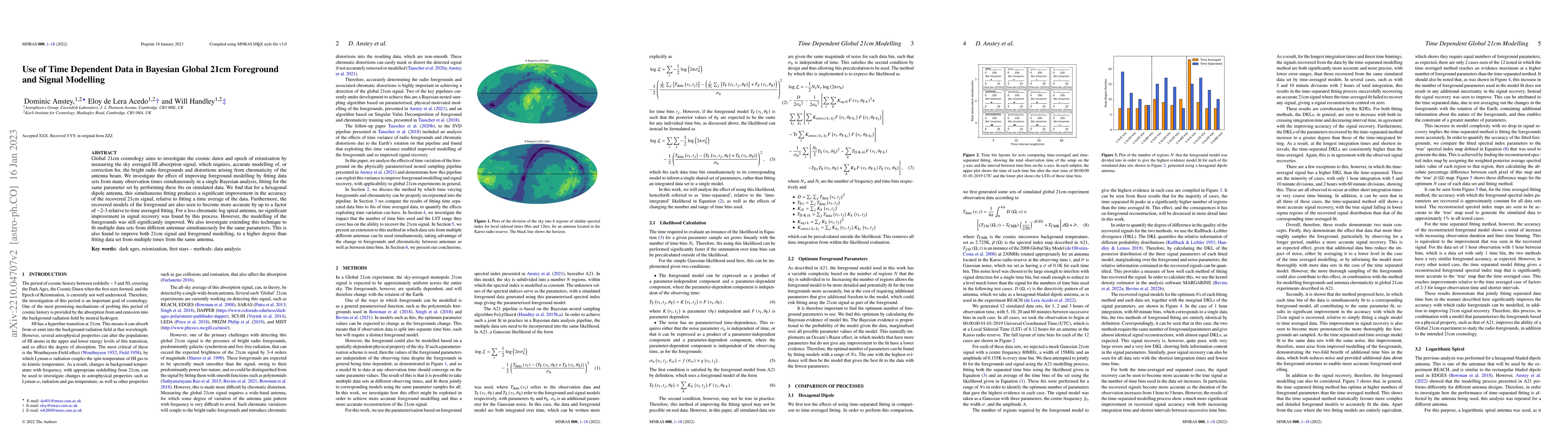 Thumbnail for Use of Time Dependent Data in Bayesian Global 21cm Foreground and Signal
  Modelling