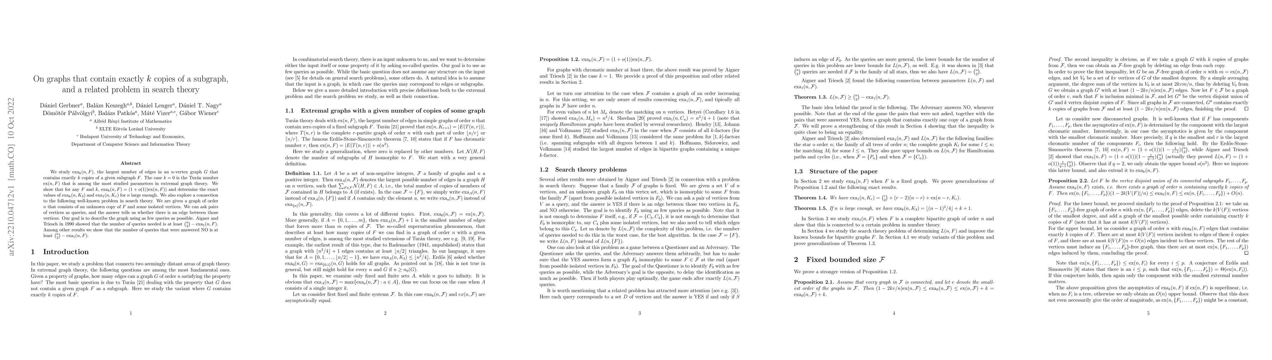 Thumbnail for On graphs that contain exactly k copies of a subgraph, and a related
  problem in search theory