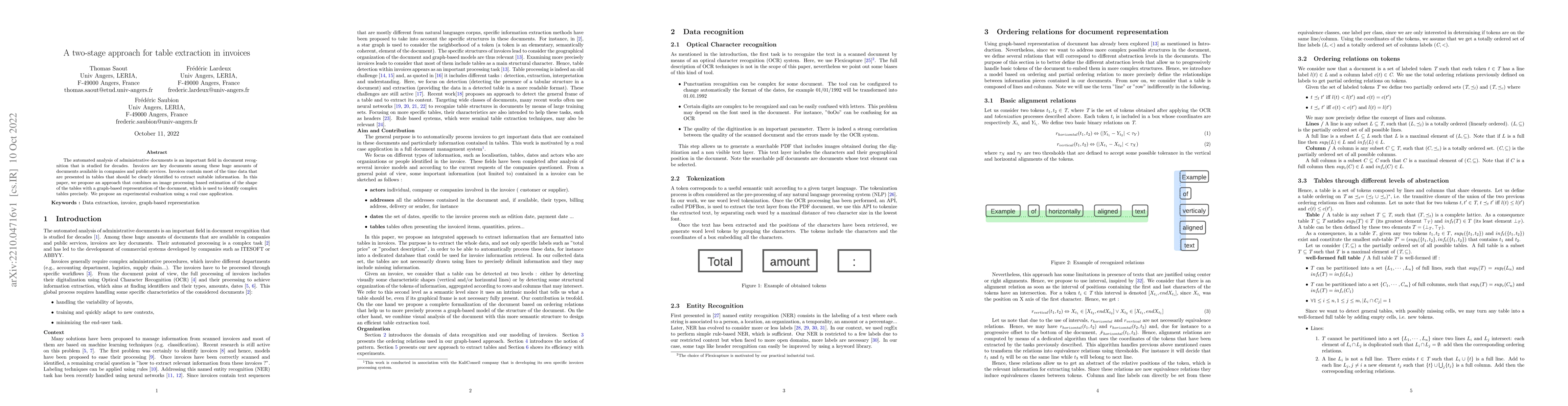 Thumbnail for A two-stage approach for table extraction in invoices