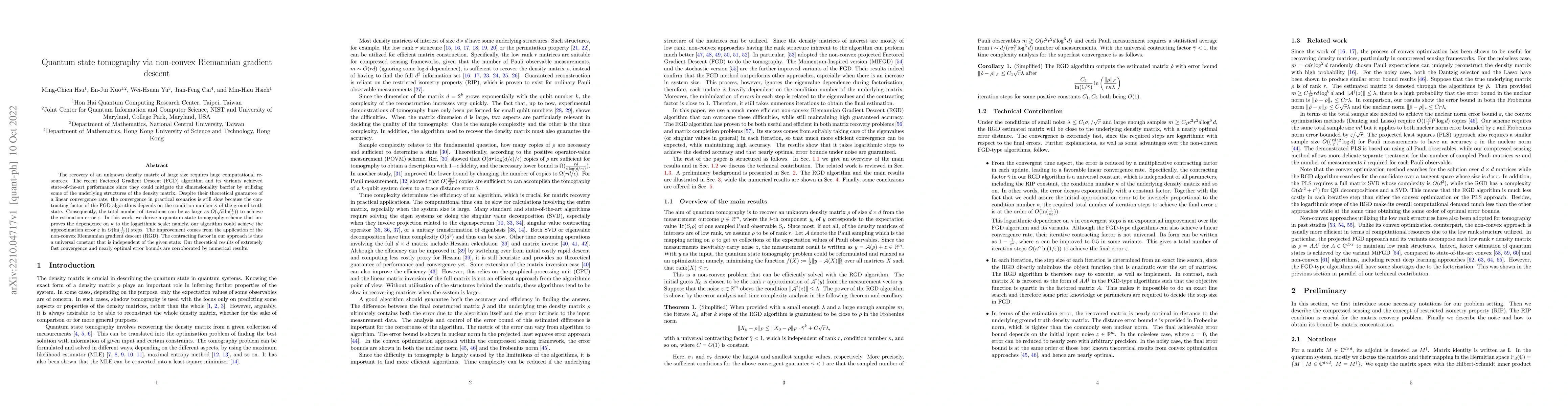 Thumbnail for Quantum state tomography via non-convex Riemannian gradient descent