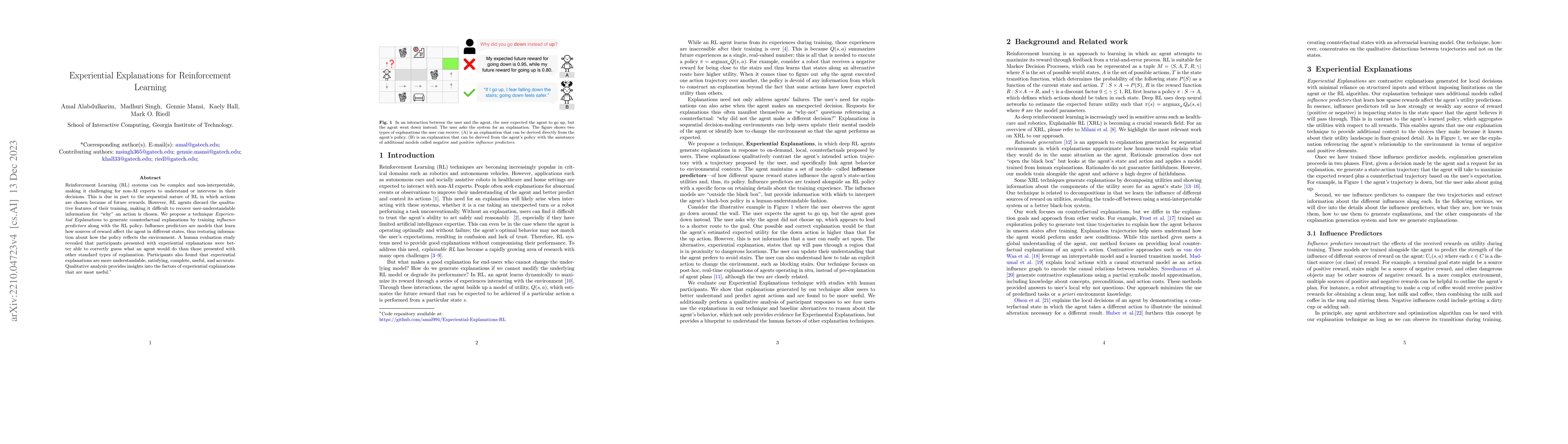 Thumbnail for Experiential Explanations for Reinforcement Learning