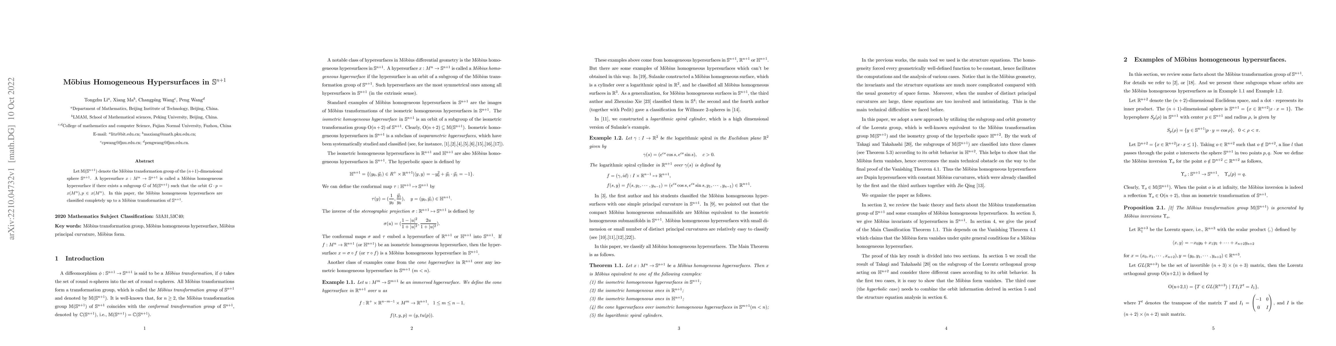 Thumbnail for M\"{o}bius Homogeneous Hypersurfaces in $\mathbb{S}^{n+1}$