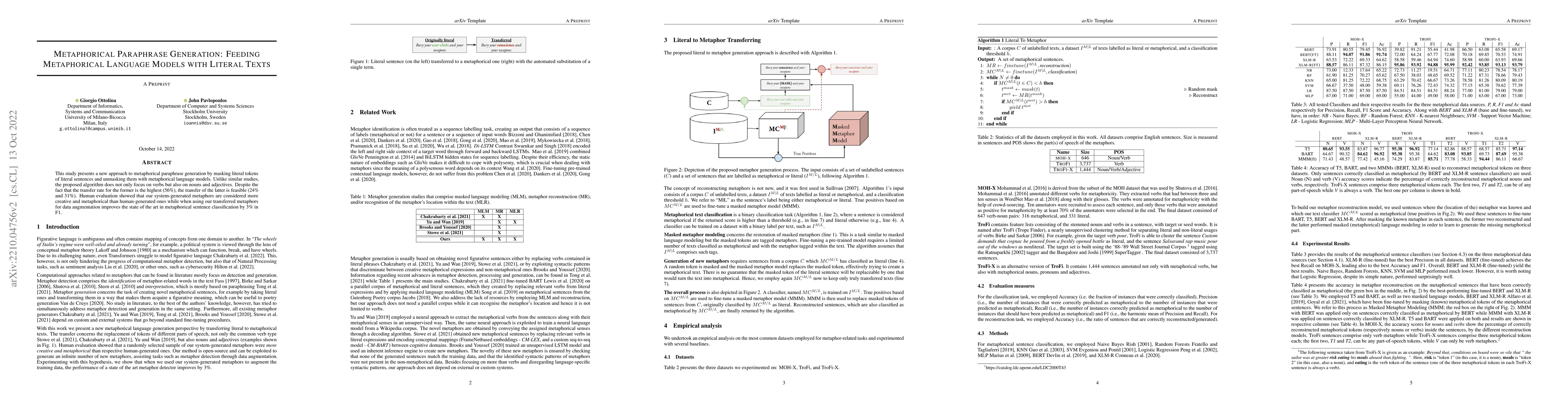 Thumbnail for Metaphorical Paraphrase Generation: Feeding Metaphorical Language Models
  with Literal Texts