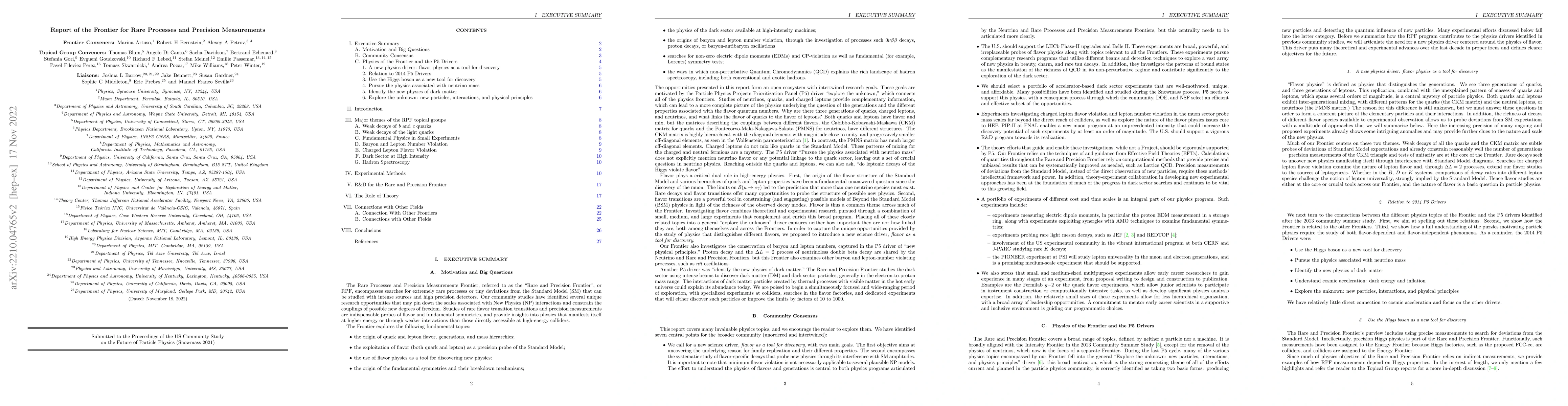 Thumbnail for Report of the Frontier For Rare Processes and Precision Measurements
