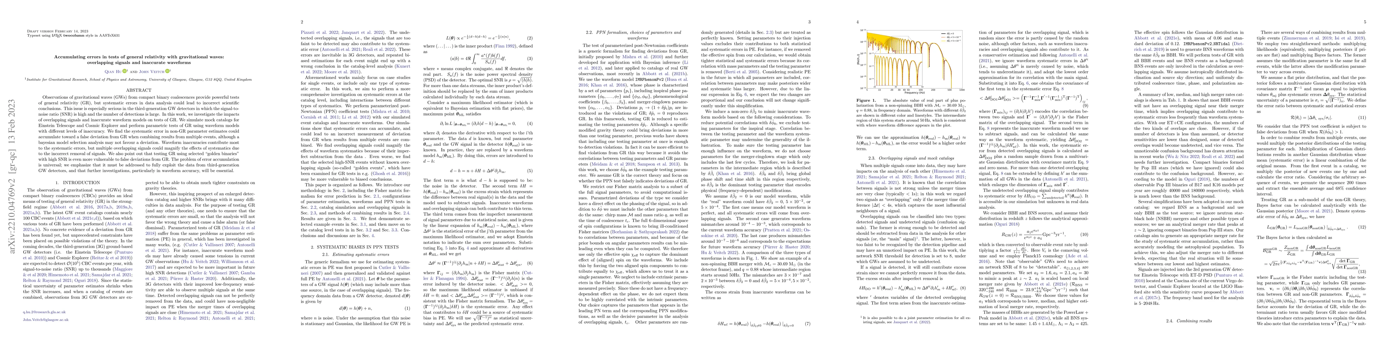 Thumbnail for Accumulating errors in tests of general relativity with gravitational
  waves: overlapping signals and inaccurate waveforms