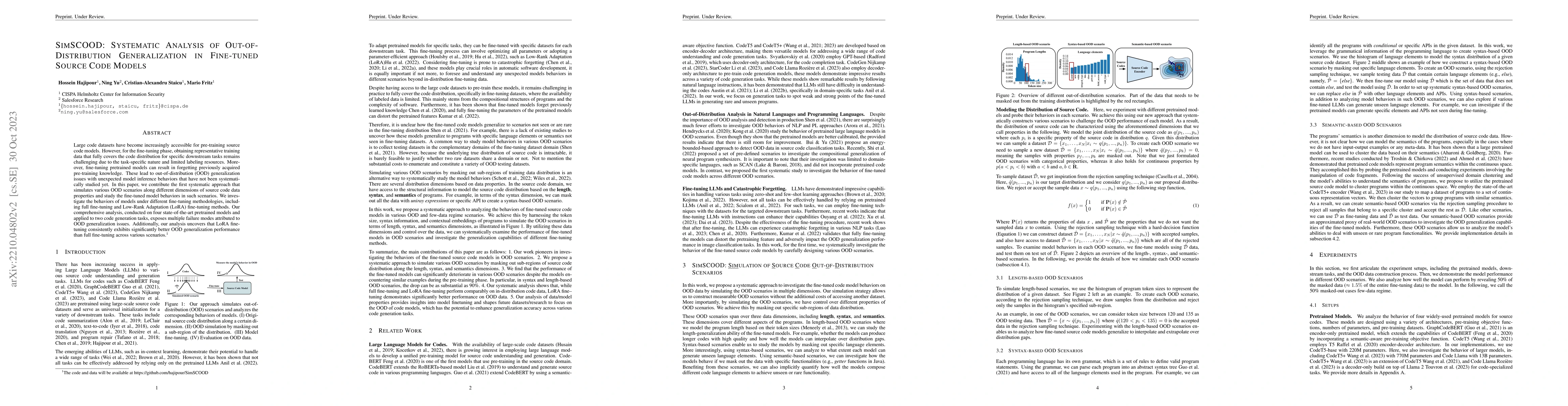 Thumbnail for SimSCOOD: Systematic Analysis of Out-of-Distribution Generalization in
  Fine-tuned Source Code Models