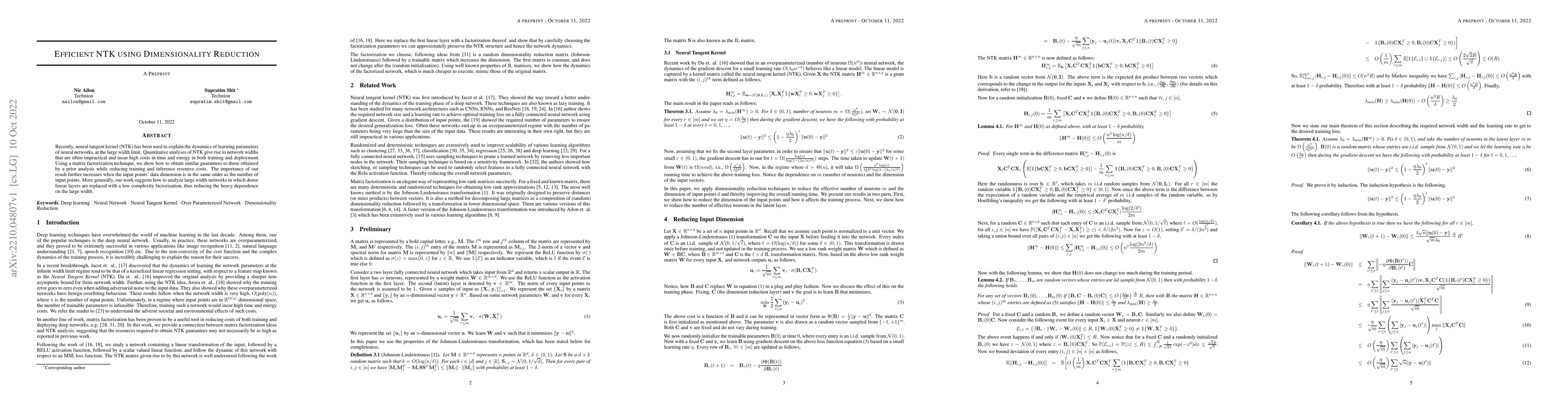 Thumbnail for Efficient NTK using Dimensionality Reduction