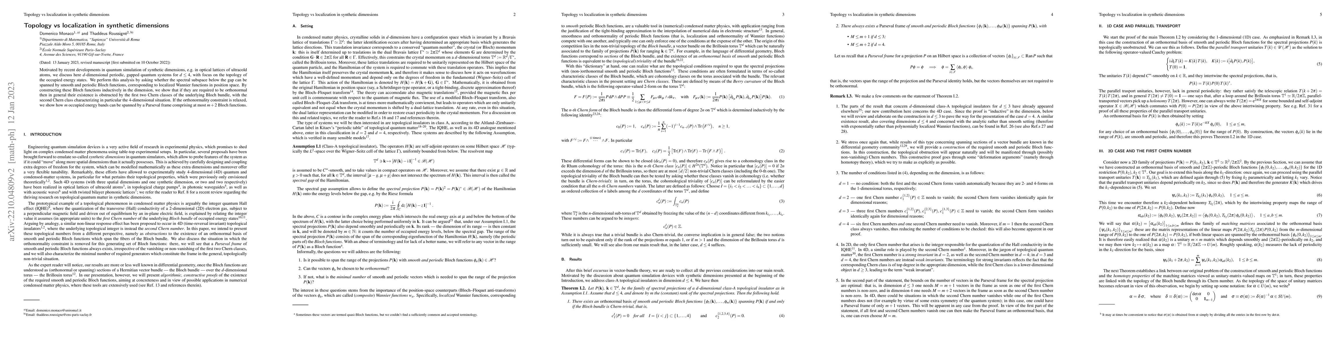 Thumbnail for Topology vs localization in synthetic dimensions