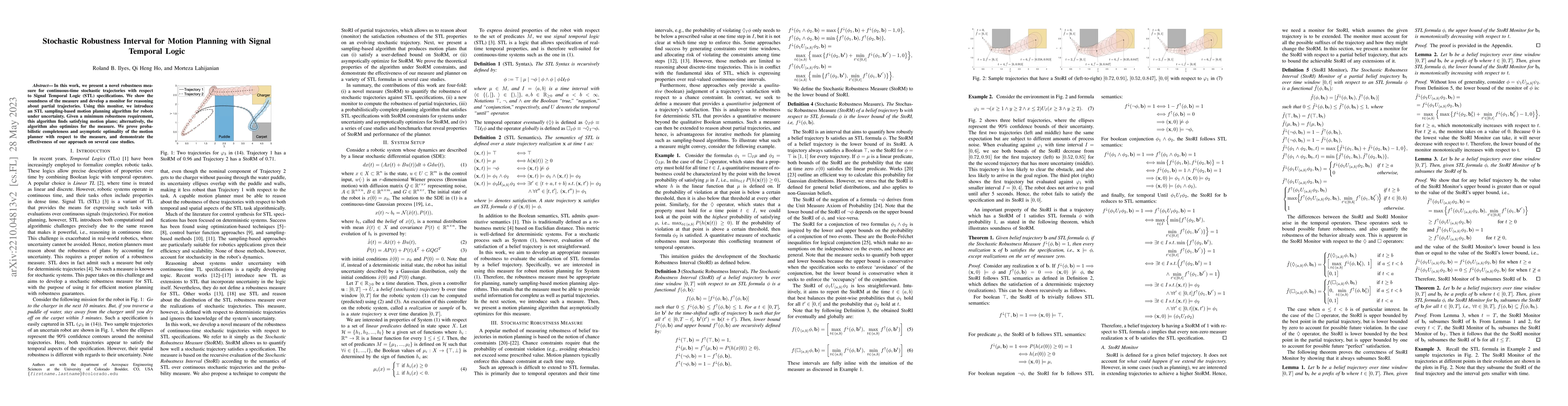 Thumbnail for Stochastic Robustness Interval for Motion Planning with Signal Temporal
  Logic