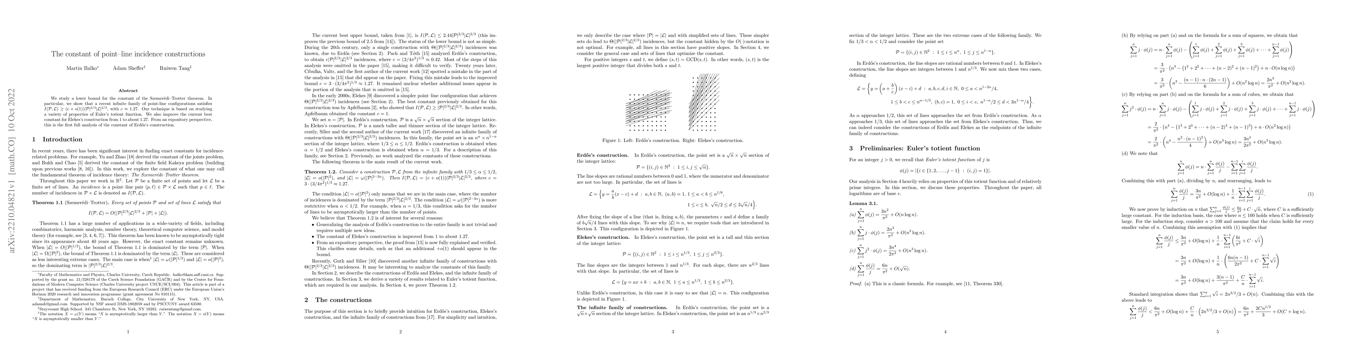 Thumbnail for The constant of point-line incidence constructions