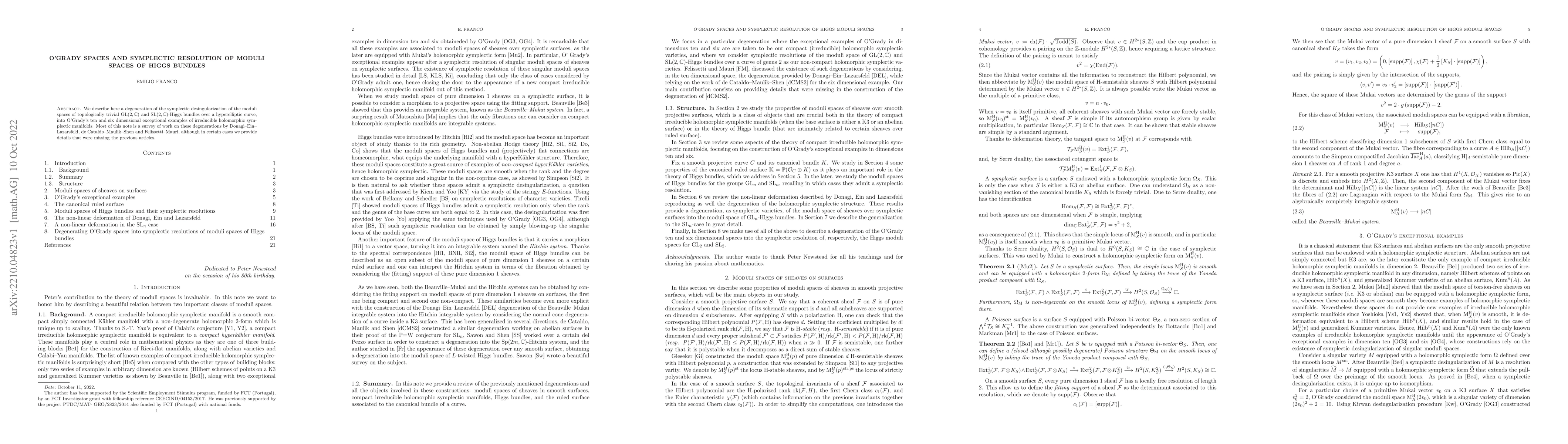 Thumbnail for O'Grady spaces and symplectic resolution of moduli spaces of Higgs
  bundles