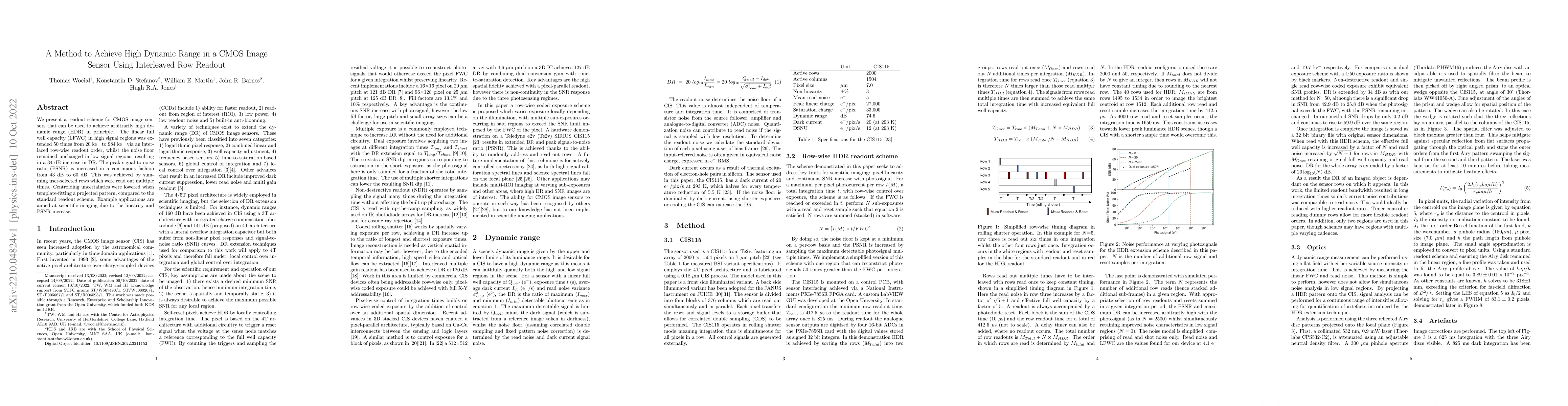 Thumbnail for A Method to Achieve High Dynamic Range in a CMOS Image Sensor Using
  Interleaved Row Readout