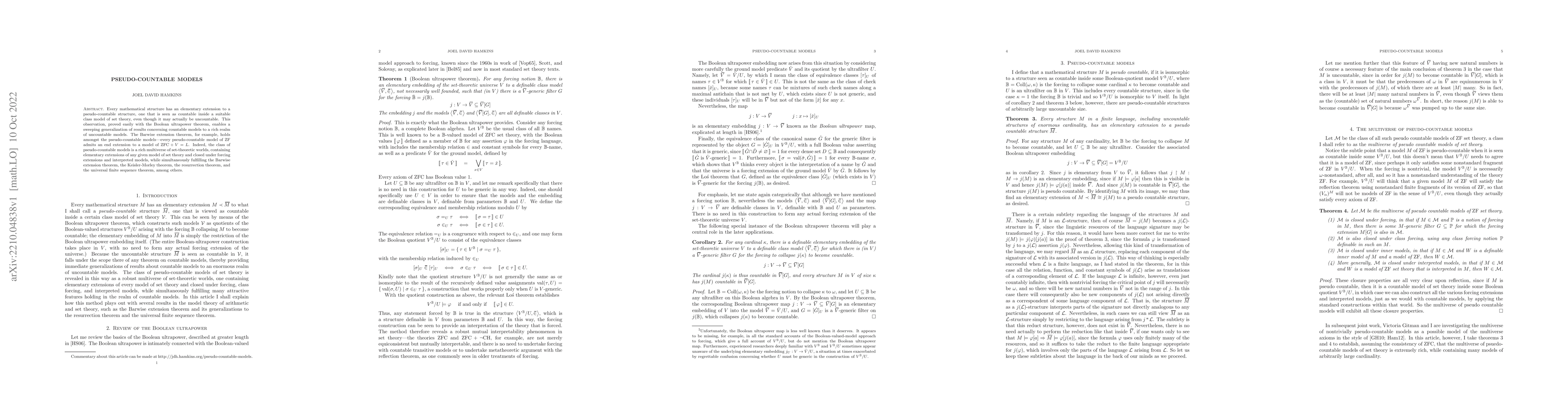 Thumbnail for Pseudo-countable models