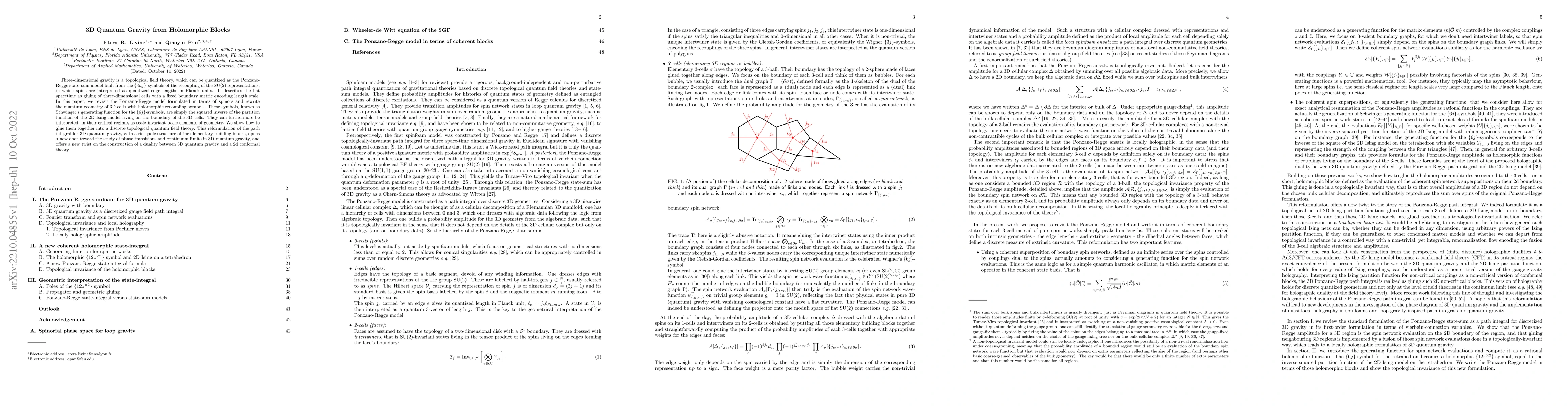 Thumbnail for 3D Quantum Gravity from Holomorphic Blocks