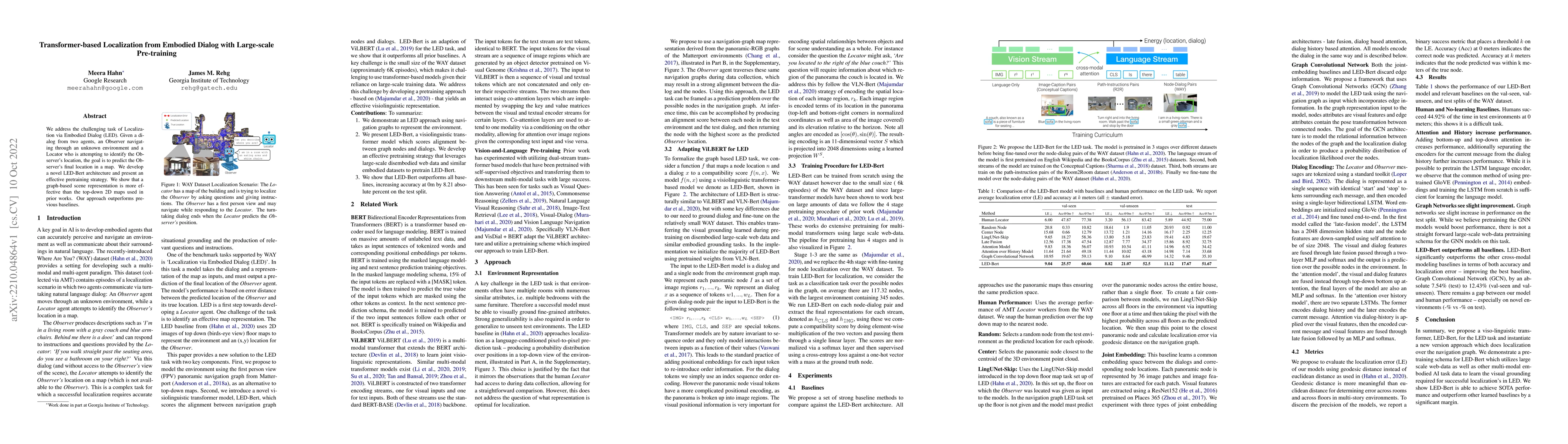 Thumbnail for Transformer-based Localization from Embodied Dialog with Large-scale
  Pre-training