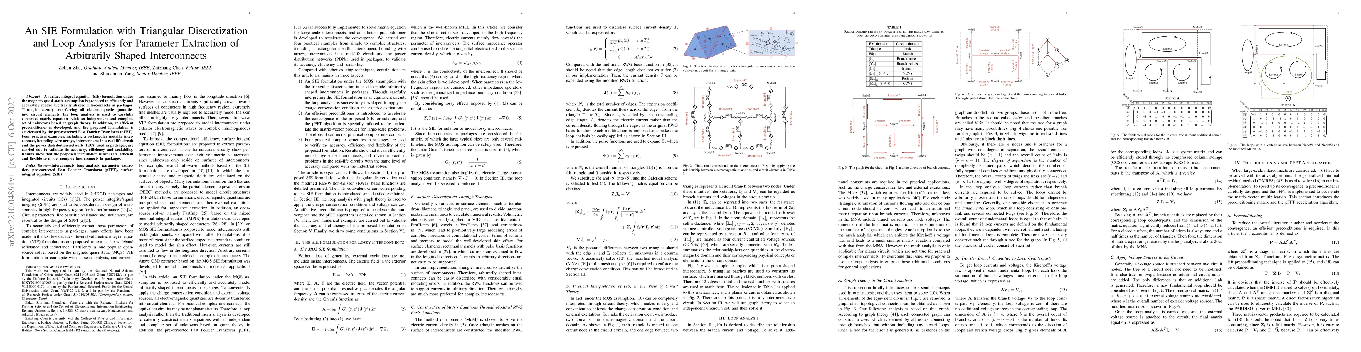 Thumbnail for An SIE Formulation with Triangular Discretization and Loop Analysis for
  Parameter Extraction of Arbitrarily Shaped Interconnects