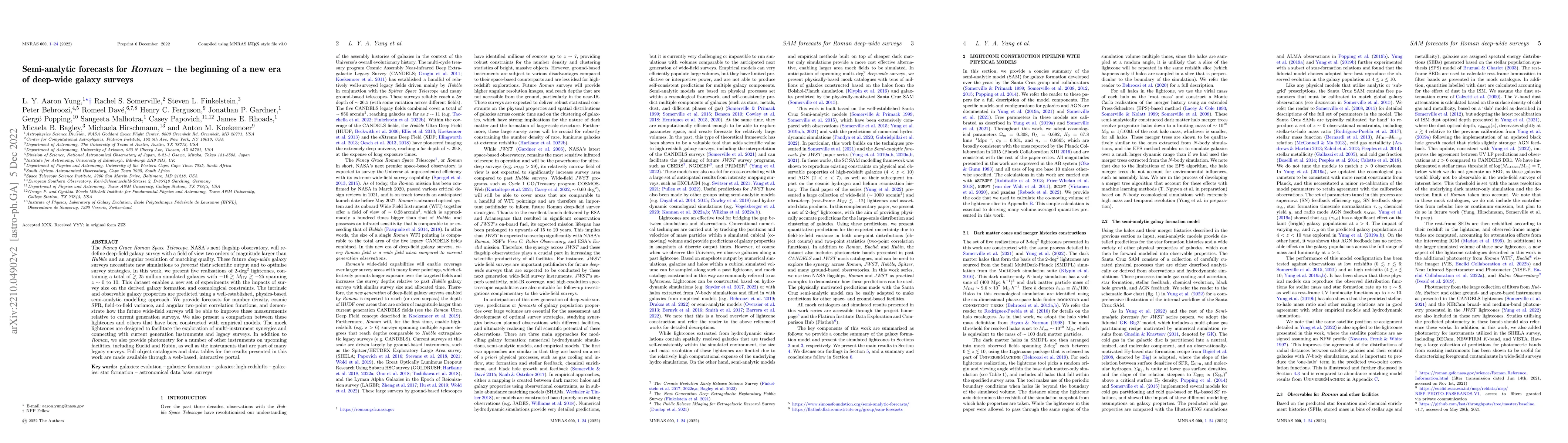 Thumbnail for Semi-analytic forecasts for Roman -- the beginning of a new era of
  deep-wide galaxy surveys