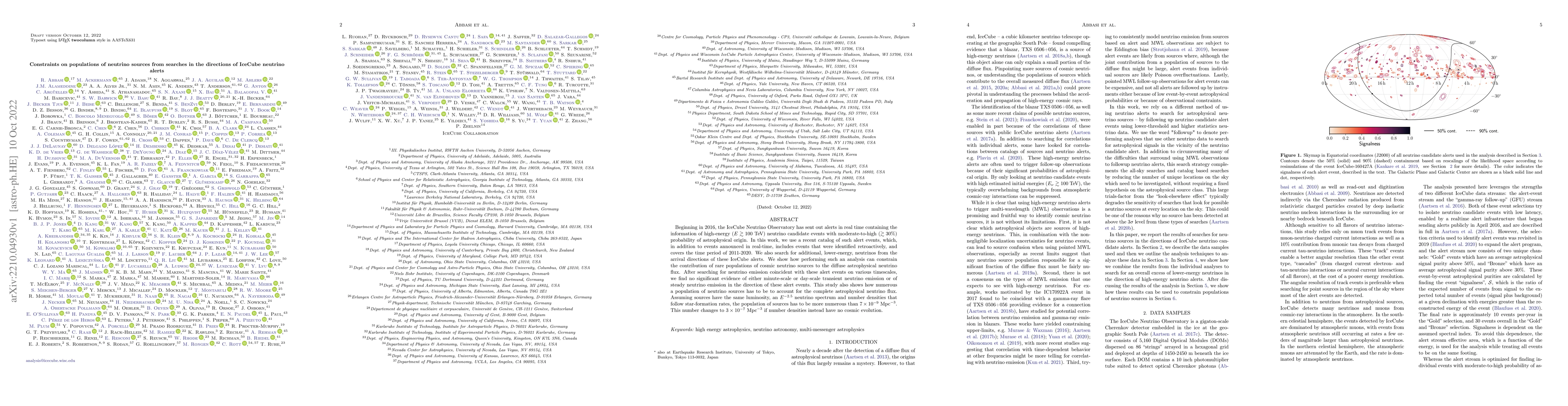 Thumbnail for Constraints on populations of neutrino sources from searches in the
  directions of IceCube neutrino alerts